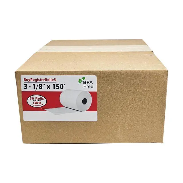 Alt view image 3 of 3 - (50 Rolls) 3 1/8 x 150 Thermal Paper Receipt Rolls fits all Clover 55 GSM POS Cash Register Printers SCP700 TSP100 TSP300 TSP400 TSP500 from