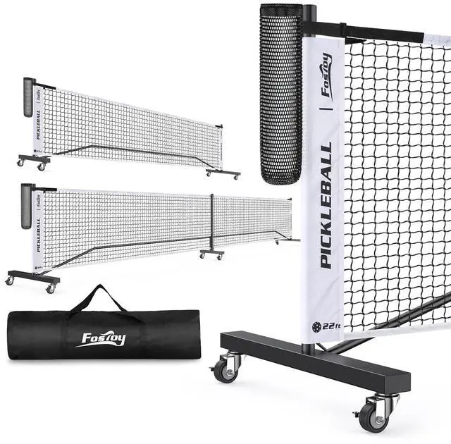 Main image of Pickleball Net with Ball Collector, Wheels, 22FT & 11FT Size | Portable 2-in-1 Pickle ball Net with Carry Bag, Steady Metal Frame for Outdoor Indoor Backyards, Driveway