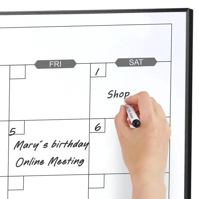 Alt view image 3 of 7 - Dry Erase Calendar for Wall, 36" x 24" Magnetic Monthly White Board Calendar Dry Erase, Hanging Whiteboard Planner for School, Home, Office, Black Frame