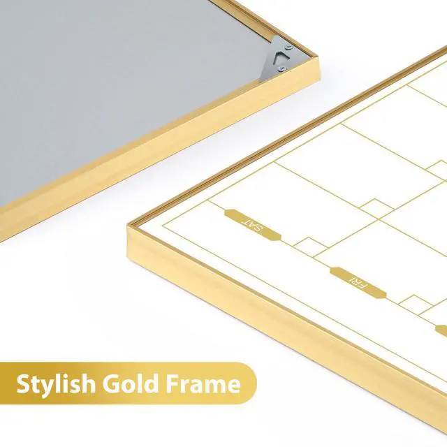Alt view image 3 of 7 - Magnetic Calendar Whiteboard 36" x 24", 4 Months Dry Erase Calendar for Wall, Gold Frame White Board for Office, Home, School