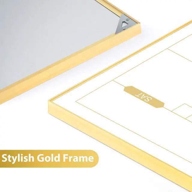 Alt view image 2 of 7 - Monthly Calendar Whiteboard, 36" x 24" Magnetic Dry Erase Calendar with Gold Frame, Wall Planner Board for Home, Office, School