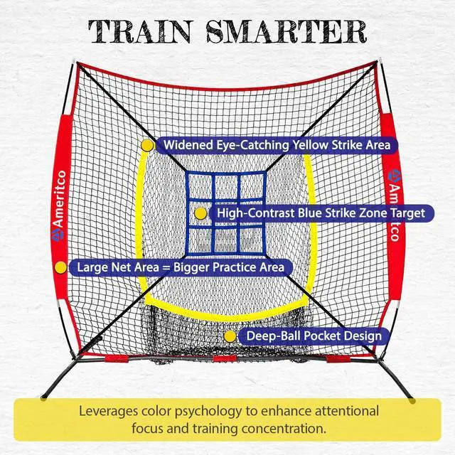 Alt view image 3 of 7 - Baseball Net7x7ft Baseball Practice Net with Tee and Target, Large Pocket Sports net for Hitting/Batting/Pitching/Throwing,Scratch Resistant Base, Versatile Use for All Levels
