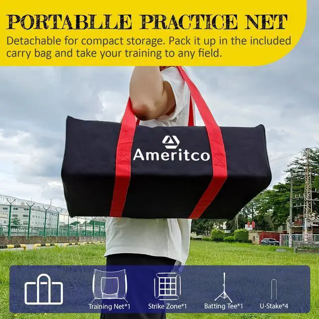 Alt view image 7 of 7 - Baseball Net7x7ft Baseball Practice Net with Tee and Target, Large Pocket Sports net for Hitting/Batting/Pitching/Throwing,Scratch Resistant Base, Versatile Use for All Levels