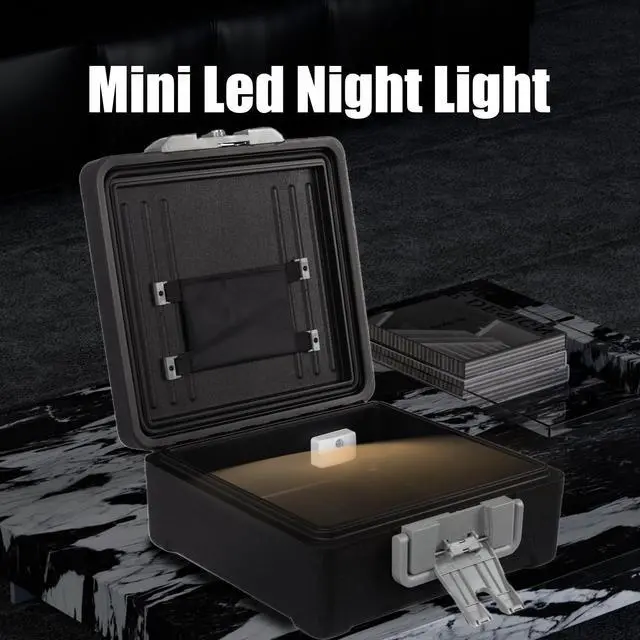 Alt view image 7 of 7 - Fireproof and Waterproof Safe, fire safe document box with Sensor light, Portable Lock Box with Key Lock and Ergonomic Handle, 1 Hour at 1700°F, 72 Hours Waterproof