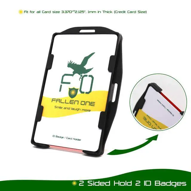 Alt view image 3 of 7 - 50 Pack Double Sided ID Badge Holders Hard Plastic Id Card Holder for Lanyard, Horizontal and Vertical Dual-Use, Hold 2 ID Cards