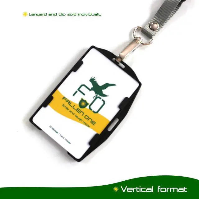 Alt view image 4 of 7 - 50 Pack Double Sided ID Badge Holders Hard Plastic Id Card Holder for Lanyard, Horizontal and Vertical Dual-Use, Hold 2 ID Cards