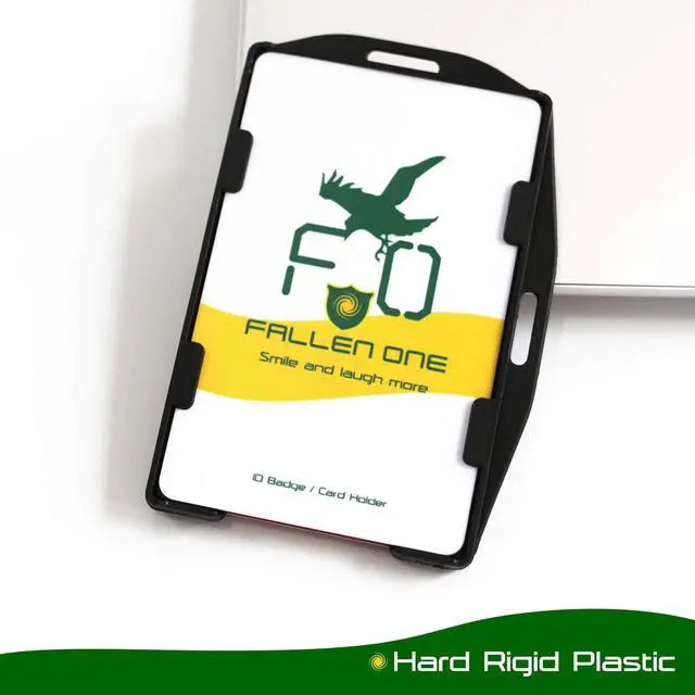 Alt view image 7 of 7 - 50 Pack Double Sided ID Badge Holders Hard Plastic Id Card Holder for Lanyard, Horizontal and Vertical Dual-Use, Hold 2 ID Cards
