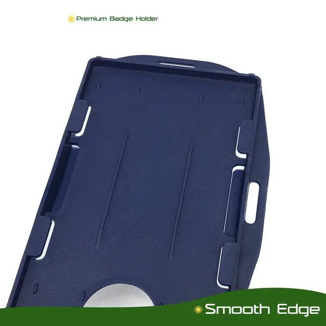 Alt view image 2 of 7 - 50 Pack ID Badge Holders Double Sided Plastic ID Card Holder, Horizontal and Veritcal Style, Hold 2 Cards, Navy Blue