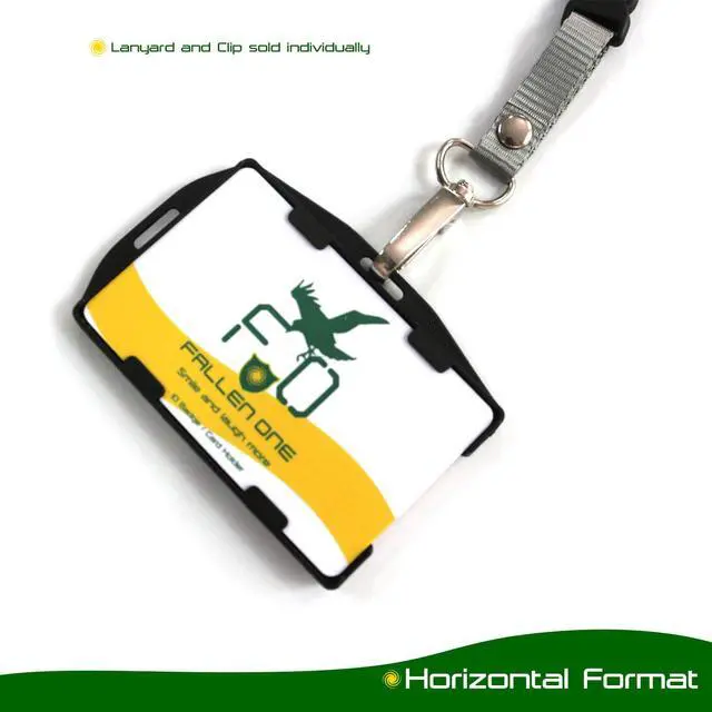 Alt view image 5 of 7 - 50 Pack Double Sided ID Badge Holders Hard Plastic Id Card Holder for Lanyard, Horizontal and Vertical Dual-Use, Hold 2 ID Cards