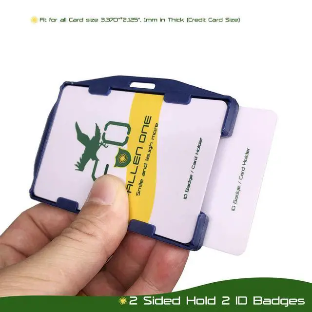 Alt view image 4 of 7 - 50 Pack ID Badge Holders Double Sided Plastic ID Card Holder, Horizontal and Veritcal Style, Hold 2 Cards, Navy Blue