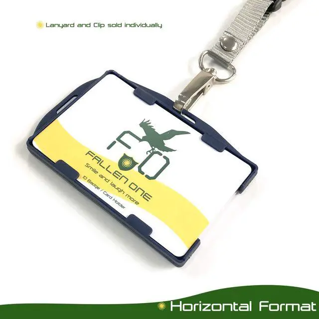 Alt view image 6 of 7 - 50 Pack ID Badge Holders Double Sided Plastic ID Card Holder, Horizontal and Veritcal Style, Hold 2 Cards, Navy Blue