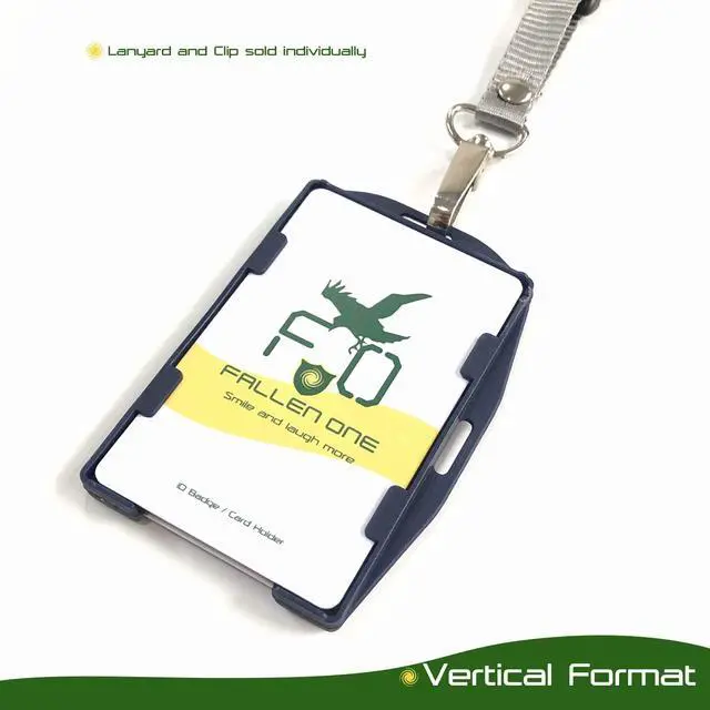 Alt view image 7 of 7 - 50 Pack ID Badge Holders Double Sided Plastic ID Card Holder, Horizontal and Veritcal Style, Hold 2 Cards, Navy Blue