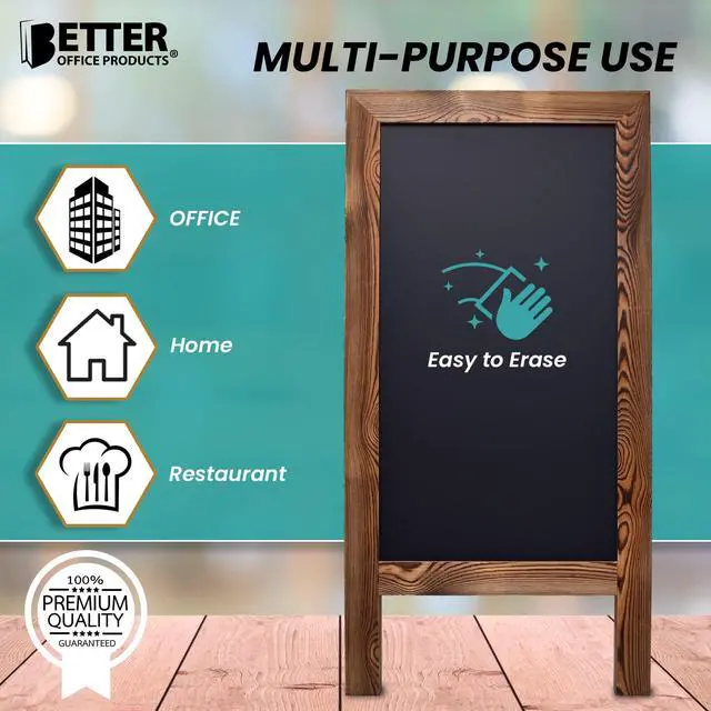 Alt view image 7 of 7 - Magnetic A-Frame Chalkboard Sign, Extra Large 20" x 40", Standing Chalkboard Easel, with Chalk Marker + Chalk & Eraser, Sandwich Board Outdoor Sidewalk Sign,(Rustic Brown)