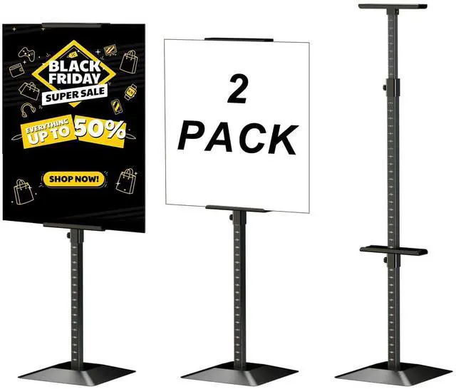 Main image of 2Pack Poster Stand for Display, Adjustable Floor Stand Sign Holder | Heavy Duty Poster Board Stand, Double-Sided for Board & Foam Sign, Up to 75 inch for Wedding, Restaurant, Business