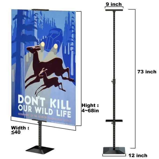 Alt view image 3 of 7 - 2Pack Poster Stand for Display, Adjustable Floor Stand Sign Holder | Heavy Duty Poster Board Stand, Double-Sided for Board & Foam Sign, Up to 75 inch for Wedding, Restaurant, Business