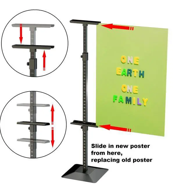 Alt view image 4 of 7 - 2Pack Poster Stand for Display, Adjustable Floor Stand Sign Holder | Heavy Duty Poster Board Stand, Double-Sided for Board & Foam Sign, Up to 75 inch for Wedding, Restaurant, Business