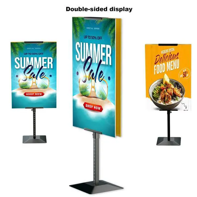 Alt view image 5 of 7 - 2Pack Poster Stand for Display, Adjustable Floor Stand Sign Holder | Heavy Duty Poster Board Stand, Double-Sided for Board & Foam Sign, Up to 75 inch for Wedding, Restaurant, Business