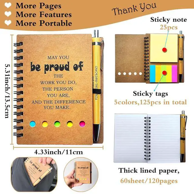 Alt view image 2 of 7 - 2026 Inspirational Spiral Notebook 50 Sets Portable Employee Appreciation Gifts Bulk Journals with Sticky Note Pen for Teachers Students Friends Colleagues Volunteer Nurse and Family Thank You Gifts