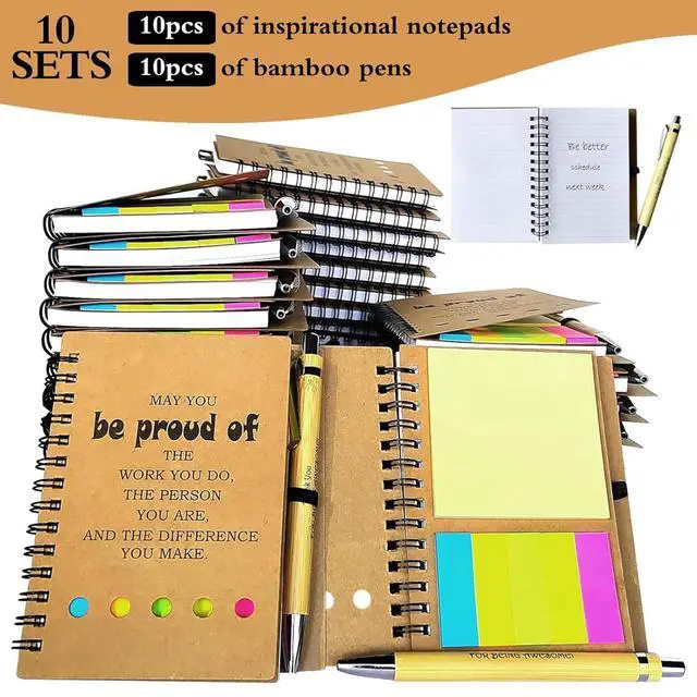 Alt view image 7 of 7 - 2026 Inspirational Spiral Notebook 50 Sets Portable Employee Appreciation Gifts Bulk Journals with Sticky Note Pen for Teachers Students Friends Colleagues Volunteer Nurse and Family Thank You Gifts