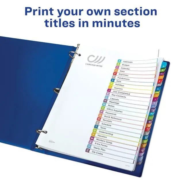 Alt view image 2 of 7 - A-Z Dividers for 3 Ring Binders, 26 Tabs per Set, Customizable Table of Contents, Multicolor Arched Tabs, Great for Organizing Reports, Projects, and More (12 Sets of 11844)