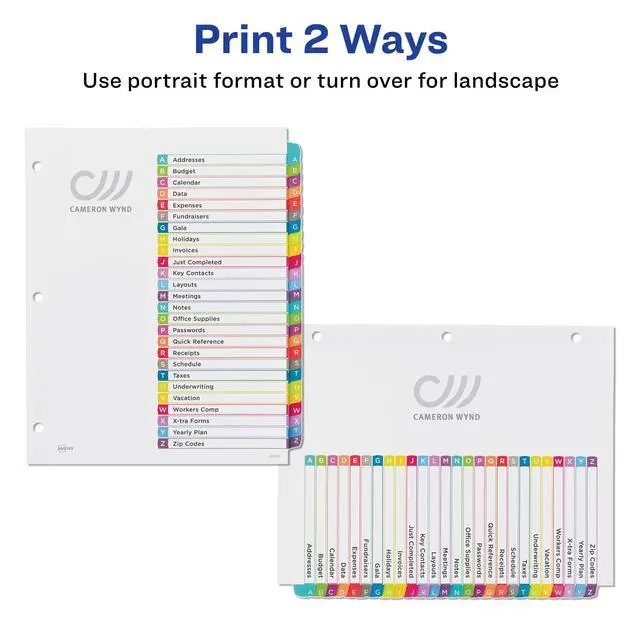 Alt view image 3 of 7 - A-Z Dividers for 3 Ring Binders, 26 Tabs per Set, Customizable Table of Contents, Multicolor Arched Tabs, Great for Organizing Reports, Projects, and More (12 Sets of 11844)