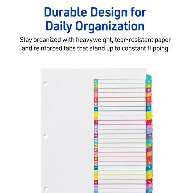 Alt view image 6 of 7 - A-Z Dividers for 3 Ring Binders, 26 Tabs per Set, Customizable Table of Contents, Multicolor Arched Tabs, Great for Organizing Reports, Projects, and More (12 Sets of 11844)