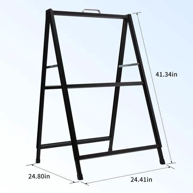 Alt view image 2 of 5 - Heavy Duty Slide-in Folding A-Frame Sidewalk Sign 24x36 Inch Black Coated Steel Metal Double-Sided,Only Frame,No poster board 2pack