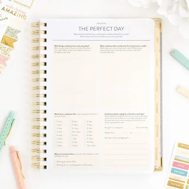 Alt view image 5 of 7 - Work Planner 2026-2027 | 12-Month Weekly Calendar (Start Monday) | Vertical Weekly Layout | Monthly Review | Budget & Goal Tracker | Customizable Routine & Goals Checklists