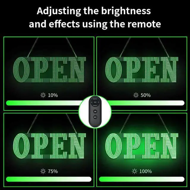 Alt view image 4 of 7 - 30"x10" Large LED Open Sign for Business - Unique Design super Bright Open Signs With chain - High Visibility for Stores, Bar, Hotel, Retail Shops,Window, Salon, Restaurant, Office (Green, 30*10inch)