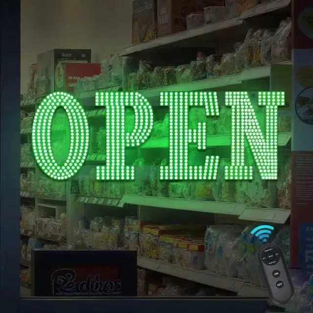Alt view image 6 of 7 - 30"x10" Large LED Open Sign for Business - Unique Design super Bright Open Signs With chain - High Visibility for Stores, Bar, Hotel, Retail Shops,Window, Salon, Restaurant, Office (Green, 30*10inch)