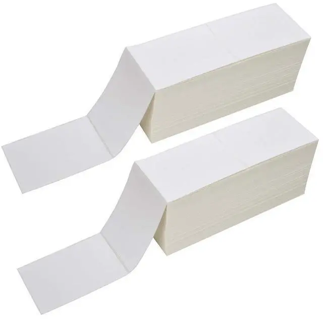 Main image of 4" x 6" Fanfold Label Direct Thermal Labels - White Shipping Mailing Postage Labels, Perforated, Permanent Adhesive 2000 Labels Per Stack (2 Stacks - 4000 Labels)