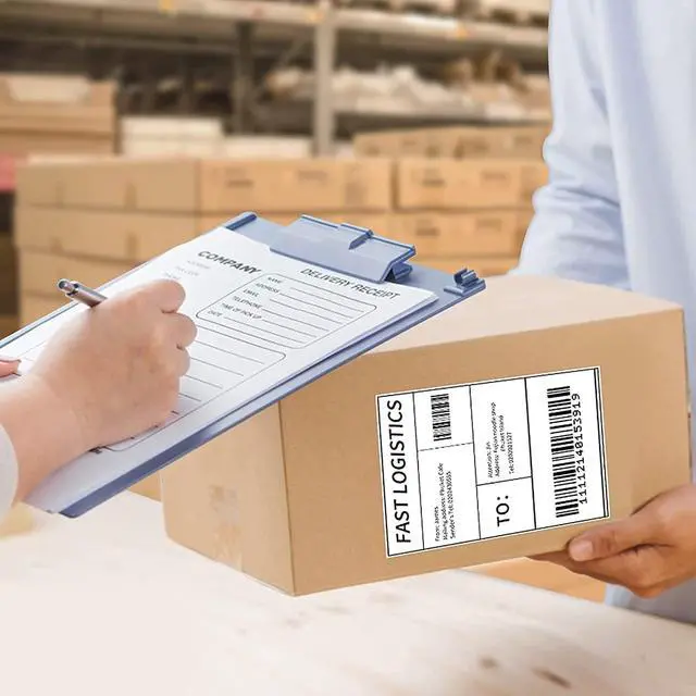 Alt view image 7 of 7 - 4" x 6" Fanfold Label Direct Thermal Labels - White Shipping Mailing Postage Labels, Perforated, Permanent Adhesive 2000 Labels Per Stack (2 Stacks - 4000 Labels)