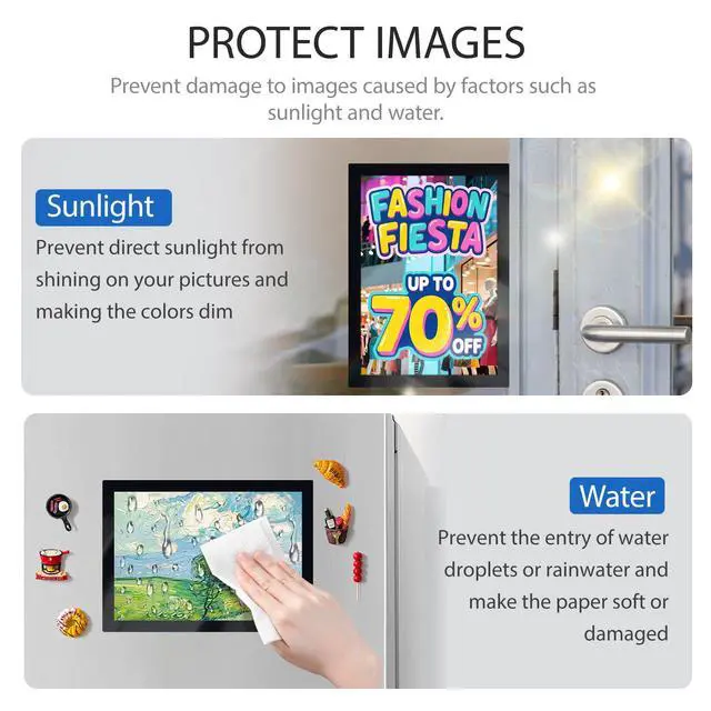 Alt view image 6 of 7 - Magnetic Sign Holder 8.5 x 11, 60 PCS Self Adhesive Magnetic Frame | Strong Self-Adhesive Backing, Effective Paper Protection, Clear Display Effect, Easily Replacement for Document Poster Notice