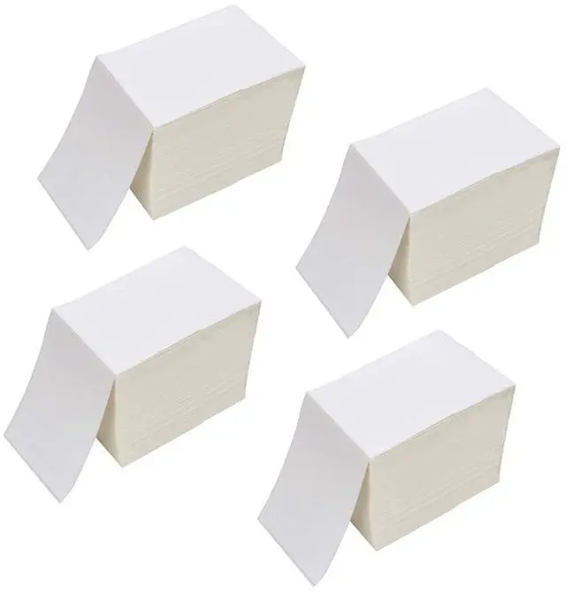 Main image of 4" x 6" Fanfold Direct Thermal Labels - White Shipping Mailing Postage Labels, Perforated, Permanent Adhesive (4 Stacks - 4000 Labels)
