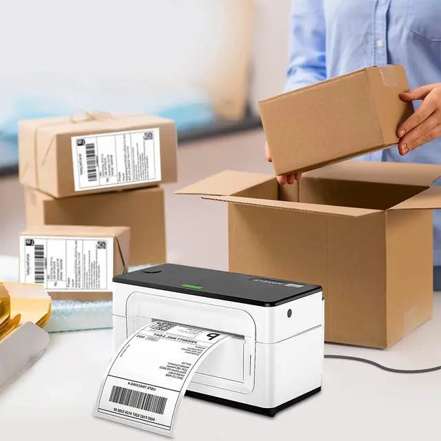 Alt view image 5 of 7 - 4" x 6" Fanfold Direct Thermal Labels - White Shipping Mailing Postage Labels, Perforated, Permanent Adhesive (4 Stacks - 4000 Labels)