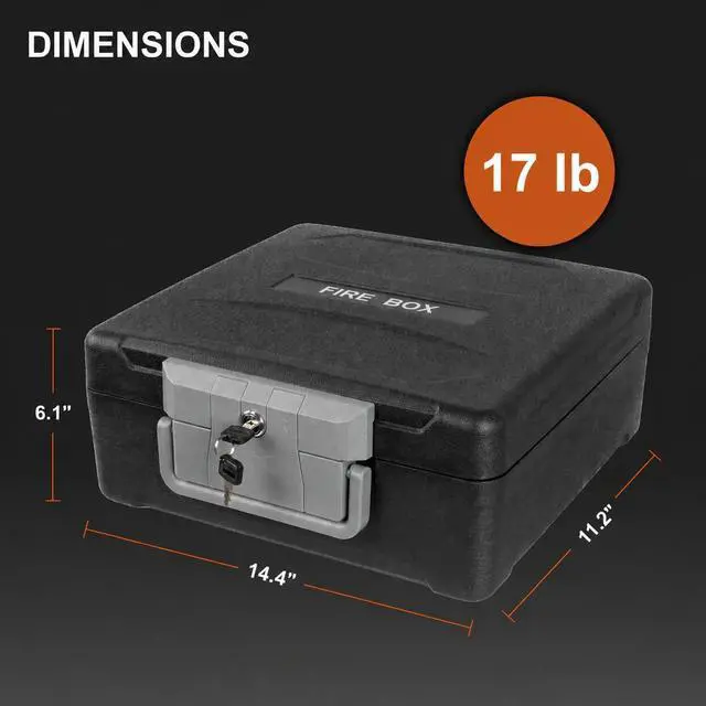Alt view image 2 of 7 - Fireproof and Waterproof Safe, fire safe document box for Home, Portable Lock Box with Key Lock and Ergonomic Handle, 1 Hour at 1700°F, 72 Hours Waterproof