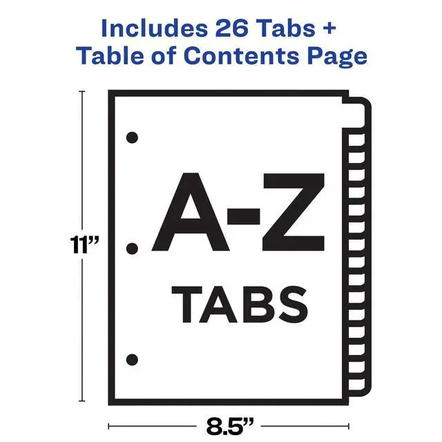 Alt view image 5 of 7 - A-Z Dividers for 3 Ring Binders, 26 Tabs per Set, Customizable Table of Contents, Multicolor Arched Tabs, Great for Organizing Reports, Projects, and More (12 Sets of 11844)