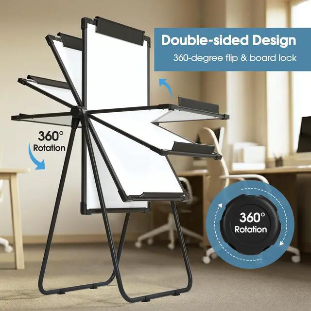 Alt view image 4 of 7 - Easel Whiteboard with Stand, 36" x 24" Double-Sided Dry Erase Board | Large Whiteboard Flip Chart, Height Adjustable,Foldable, Portable for Home Office Classroom Teaching Aluminium Alloy Frame