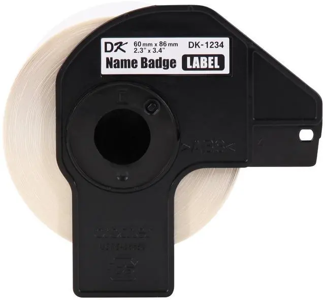 Main image of Genuine DK-12343PK Die-Cut Name Badge Paper Labels, 2.3 in x 3.4 in (60 mm x 86 mm) Adhesive Name Badge White Paper Labels, 260 Labels per Roll, (3) Rolls per Box
