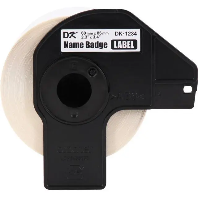 Alt view image 6 of 6 - Genuine DK-12343PK Die-Cut Name Badge Paper Labels, 2.3 in x 3.4 in (60 mm x 86 mm) Adhesive Name Badge White Paper Labels, 260 Labels per Roll, (3) Rolls per Box