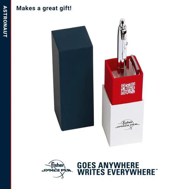 Alt view image 7 of 7 - Space Pen Chrome Original Astronaut Pen, Gift Box | Pressurized Ballpoint Pen Writes Upside Down and in Extreme Temperatures, Black Ink, Medium Point, Pocket Clip, Made in USA