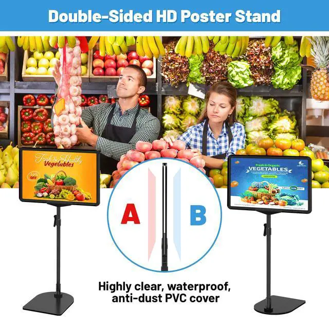 Alt view image 4 of 7 - 6Pack Sign Stand for Display 8.5 x 11, Adjustable Poster Stand for Table Top & Floor, Floor Standing Sign Holder, Signage Stands for Business, Tradeshow, Store, Farm Display Stands