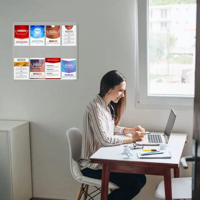 Alt view image 5 of 7 - 2 Pack Acrylic Brochure Pamphlet Holder Wall Mount Clear Brochure Display Holder Plastic Trifold Flyer Rack Literature Storage Rack for Offices Waiting Room (8 Pockets, 15 x 17 Inch)