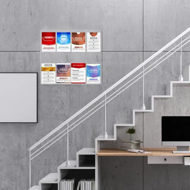Alt view image 6 of 7 - 2 Pack Acrylic Brochure Pamphlet Holder Wall Mount Clear Brochure Display Holder Plastic Trifold Flyer Rack Literature Storage Rack for Offices Waiting Room (8 Pockets, 15 x 17 Inch)