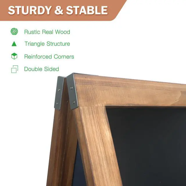 Alt view image 7 of 7 - Magnetic A-Frame Chalkboard Easel Sign - Large 40" x 20" Rustic Sandwich Chalk Board Signs Outdoor Double Sided Sidewalk Pizarra for Business, Wedding, Menu