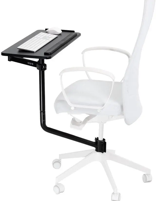 Main image of Office Chair Mounted 26 x 12 Inch Keyboard and Mouse Tray, Ergonomic Tilt, Full Motion 360 Degree Rotation, Black, MOUNT-KB08C