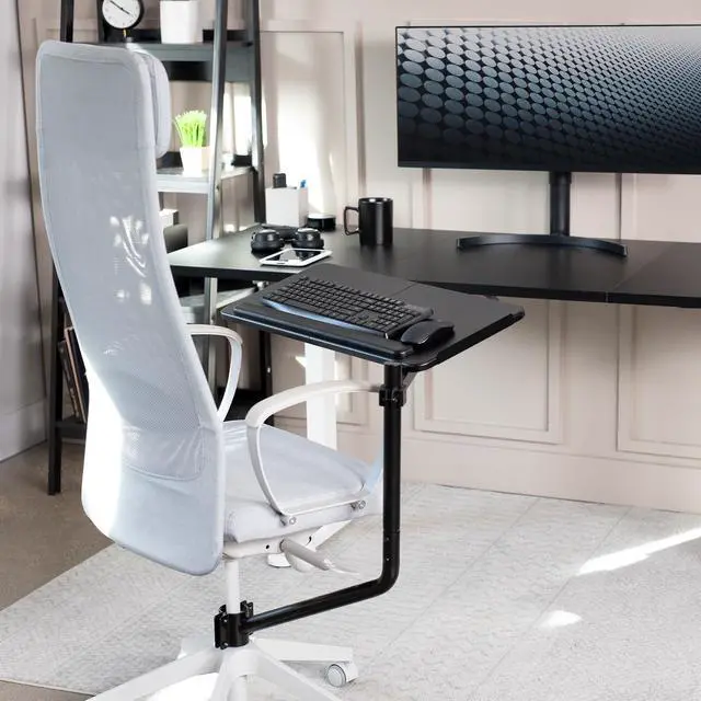 Alt view image 2 of 7 - Office Chair Mounted 26 x 12 Inch Keyboard and Mouse Tray, Ergonomic Tilt, Full Motion 360 Degree Rotation, Black, MOUNT-KB08C