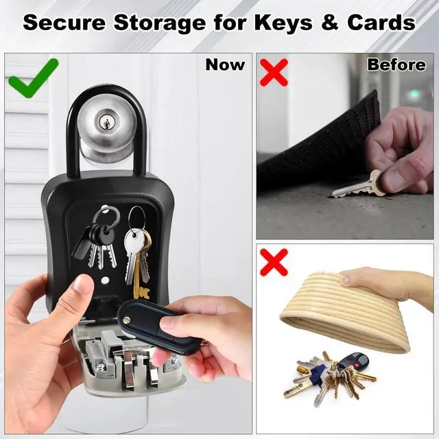 Alt view image 7 of 7 - 6 PCS L Large Key Lock Box, 4.5x3.7x1.5 Waterproof Kirsite Combination Lockbox for Keys Outdoor, Portable Key Lock Box Wall Mount with Code (L Size, Gray)