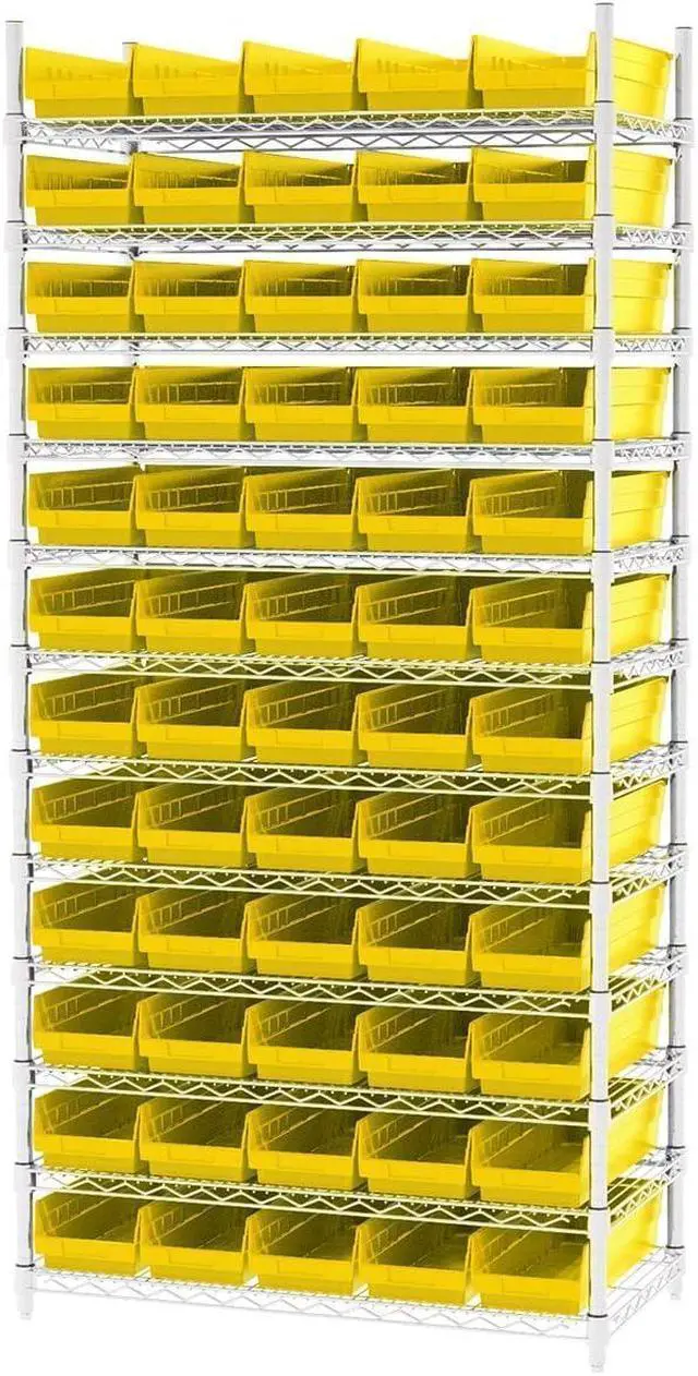 Alt view image 6 of 7 - 30138 Heavy Duty Plastic Shelf Bins, 18"x 6.5"x 4", Yellow, 12-Pk | Heavy Duty Nesting Storage Bins for Garage, Closet, Refrigerator, Kitchen, Cabinet, Drawer Organization, Pantry Organization