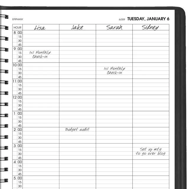 Alt view image 4 of 7 - 2026 Appointment Book Planner, Daily, 8" x 11", Large, Four Person Group, Black (708220526)